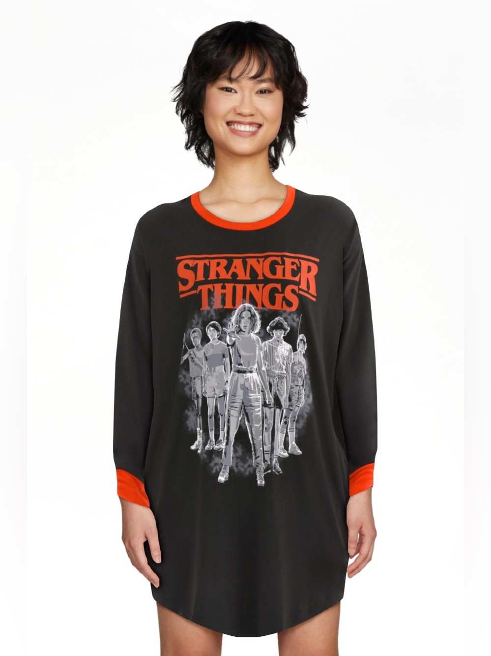 Stranger Things Graphic Long Sleeve Nightgown Sleep Shirt